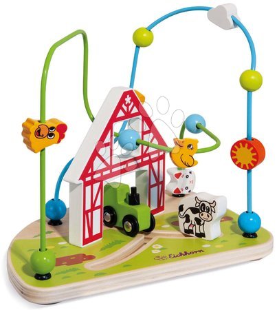 Dřevěné didaktické hračky - Dřevěný labyrint Farma s korálky Bead Maze Farm Eichhorn - 2