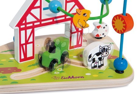 Dřevěné didaktické hračky - Dřevěný labyrint Farma s korálky Bead Maze Farm Eichhorn se dvěma dráhami od 12 měsíců_1