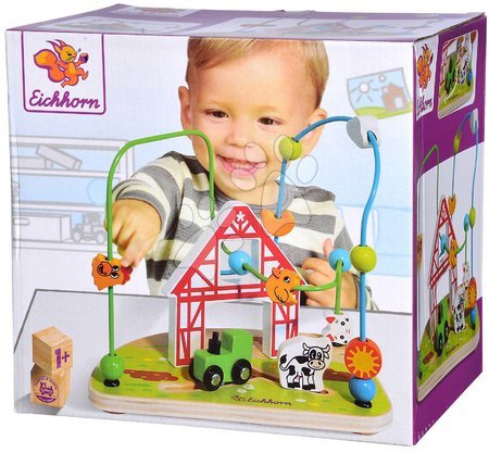 Dřevěné didaktické hračky - Dřevěný labyrint Farma s korálky Bead Maze Farm Eichhorn - 6