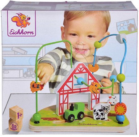 Dřevěné didaktické hračky - Dřevěný labyrint Farma s korálky Bead Maze Farm Eichhorn - 7