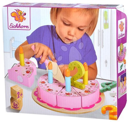 Dětské kuchyňky Eichhorn - Dřevěný narozeninový dort na podnose Cake Eichhorn se svíčkami a čísly od 24 měsíců_1