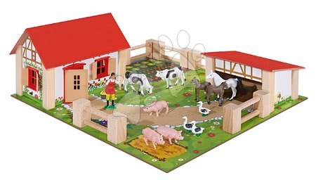 Dřevěné hračky - Dřevěná farma se zvířátky Farmyard Small Eichhorn