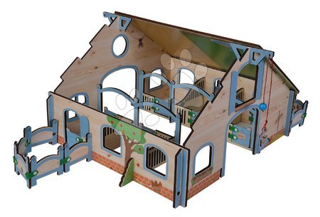 Drevené hračky - Drevená stavebnica stajňa pre kone Horse Stable Eichhorn