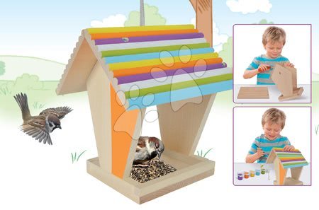 Hračky pro děti od 3 do 6 let - Set domeček Přátel Smoby s kuchyňkou a dřevěné krmítko pro ptáčky s herbářem na květiny_1