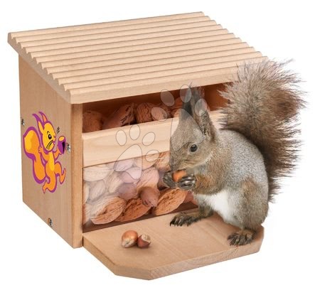 Dřevěné hračky - Dřevěné krmítko pro veverku Outdoor Feeding Squirell House Eichhorn