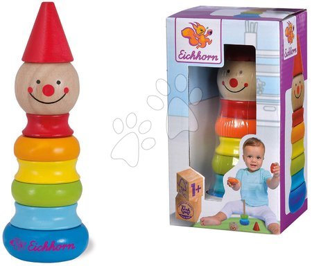 Dřevěné didaktické hračky - Dřevěná skládací věž klaun Stacking Clown Eichhorn - 3