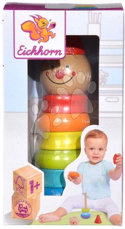 Dřevěné didaktické hračky - Dřevěná skládací věž klaun Stacking Clown Eichhorn - 4
