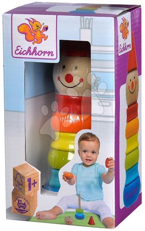 Dřevěné didaktické hračky - Dřevěná skládací věž klaun Stacking Clown Eichhorn - 5