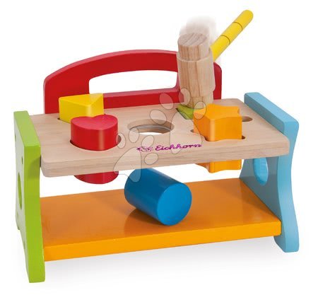 Didaktische Holzspielzeuge - Hammerbank mit Würfel Hammering Bench  Eichhorn 