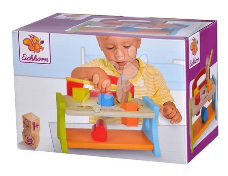 Dřevěné didaktické hračky - Dřevěná zatloukačka s kostkami Hammering Bench Eichhorn - 6