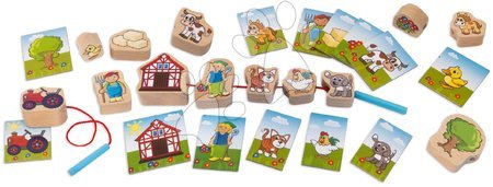 Lernspiele aus Holz - Puzzlespiel Farm aus Holz Threading Game Eichhorn   