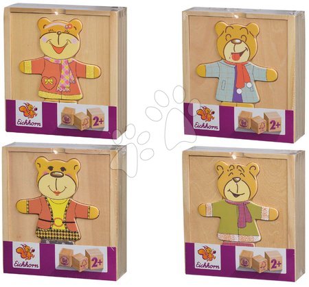 Eichhorn - Dřevěné puzzle medvěd Bear Puzzle Eichhorn 20 dílů s vyměnitelným oblečením od 24 měsíců_1