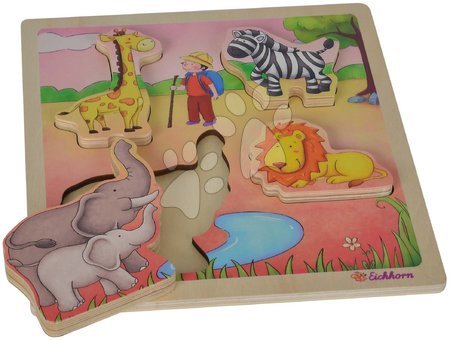 Drevené didaktické hračky - Drevené puzzle zvieratká 2D Lift Out Puzzle Eichhorn 