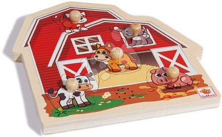 Dřevěné didaktické hračky - Dřevěné puzzle farma Puzzle with Sound Eichhorn 5 zvířátek se zvukem od 24 měsíců