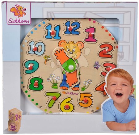 Dřevěné naučné hry - Dřevěné didaktické puzzle hodiny Teaching Clock Eichhorn_1