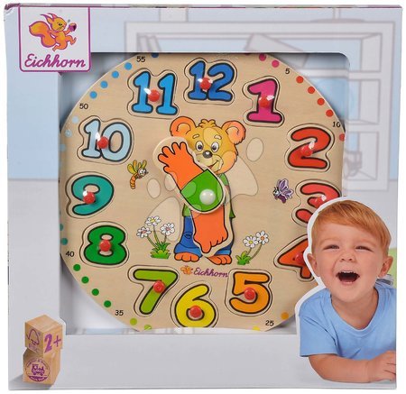 Lesene igrače - Lesene didaktične puzzle ura Teaching Clock Eichhorn _1