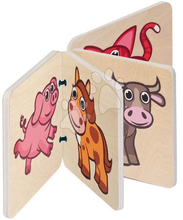 Lesena slikovna knjižica Picture Book DP Eichhorn 4 strani z 8 sličicami živali od 6 mes