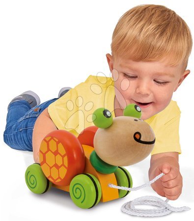 Dřevěné hračky - Dřevěná želva na tahání Pull along Animal Turtle Eichhorn_1