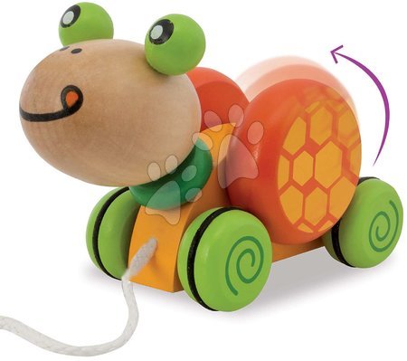 Drevené didaktické hračky - Drevená korytnačka na ťahanie Pull along Animal Turtle Eichhorn 