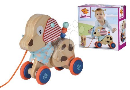 Dřevěné didaktické hračky - Dřevěný pejsek na tahání Dog Pull-along Animal Eichhorn_1