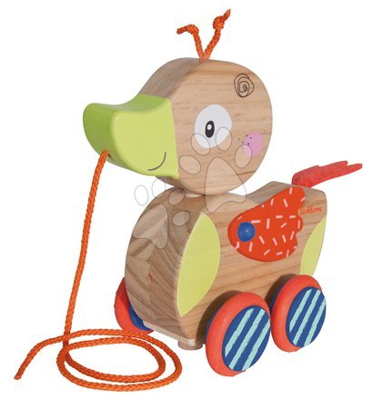 Dřevěné didaktické hračky - Dřevěná kachnička na tahání Duck Pull-along Animal Eichhorn_1