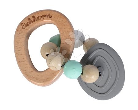 Eichhorn - Dřevěné kousátko silikonové Bio 100% Natur Baby Pure Teether Eichhorn s kuličkami a držadlem od 3 měsíců