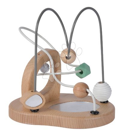 Drevené didaktické hračky - Drevený labyrint so zvončekom a zrkadlom Baby Pure Bead Maze Eichhorn