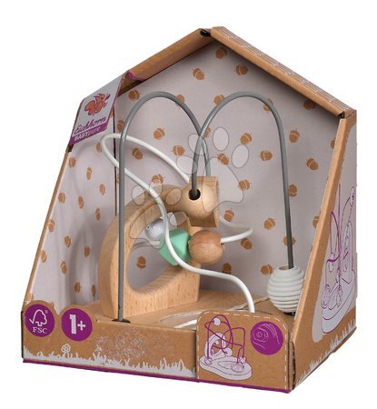 Drevené didaktické hračky - Drevený labyrint so zvončekom a zrkadlom Baby Pure Bead Maze Eichhorn_1