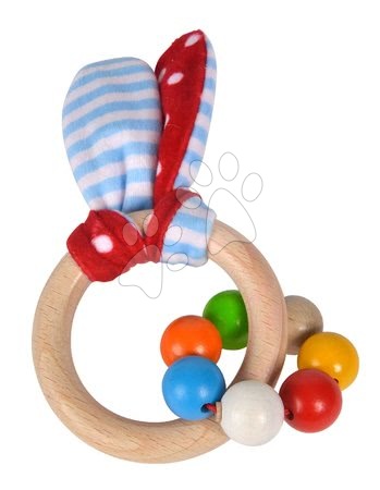Zornăitoare din lemn Toy with Ears Baby Eichhorn