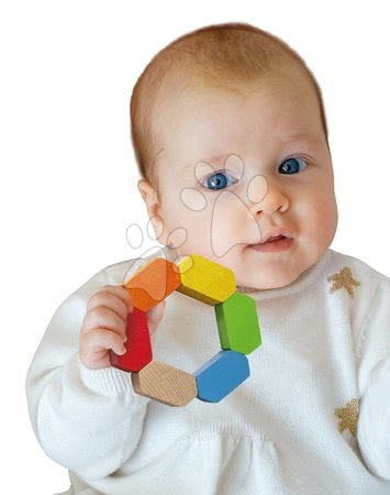 Hračky pre najmenších - Drevená hrkálka Grasping Hexagon Baby Eichhorn_1