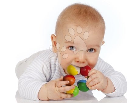 Chrastítka a kousátka - Dřevěné chrastítko Half Beads Baby Eichhorn - 1