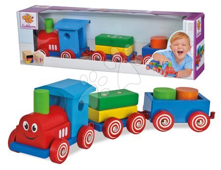 Dřevěné kostky - Dřevěný vláček s kostkami Coloured Train Eichhorn - 1