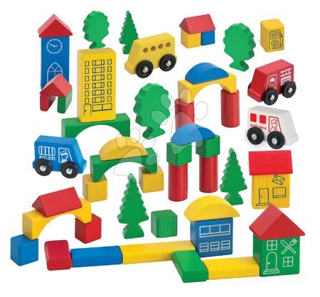 Drevené hračky - Drevené farebné kocky Wooden City Blocks Eichhorn