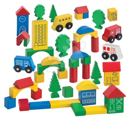 Otroške lesene zlaganke - Lesene barvaste kocke Wooden City Blocks Eichhorn