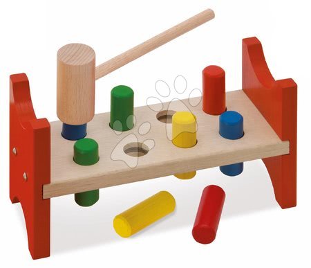 Drevené didaktické hračky - Drevená zatĺkačka Hammering Bench Eichhorn