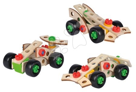 Lesene igrače - Lesene kocke trije dirkalni avtomobili Constructor Racer Eichhorn