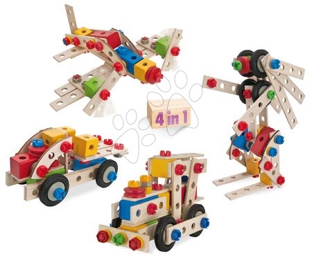 Otroške lesene zlaganke - Lesene kocke lokomotiva Constructor Big Loc Eichhorn
