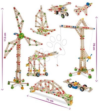 Otroške lesene zlaganke - Lesene kocke mlin na veter Constructor Windmill Eichhorn