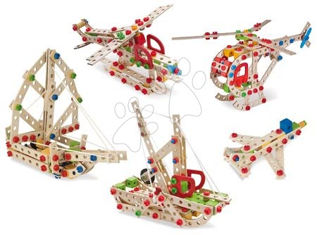 Otroške lesene zlaganke - Lesene kocke helikopter Constructor Helicopter Eichhorn