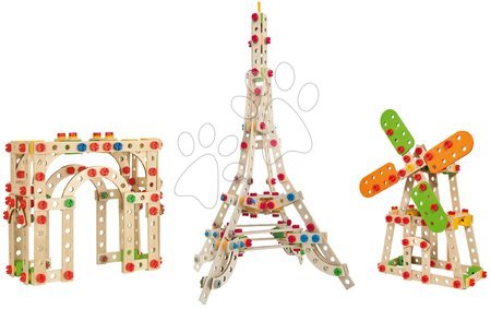 Jucării din lemn  - Joc de construit din lemn turnul Eiffel Constructor Eiffel Tower Eichhorn 3 modele (turnul Eiffel, moară de vânt, Arc de triumf) 315 piese de la 6 ani