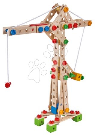 Holzspielzeuge - Baukasten aus Holz Kran  Constructor Crane Eichhorn