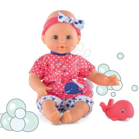 Punčke in dojenčki za deklice - Dojenček za kopanje Bebe Bath Oceane Corolle z modrimi mežikajočimi očkami in kitom 30 cm od 18 mes