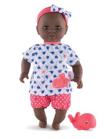 Punčke in dojenčki za deklice - Dojenček za kopanje Bebe Bath Alyzee Corolle s črnimi mežikajočimi očkami in robi 30 cm od 18 mes_1