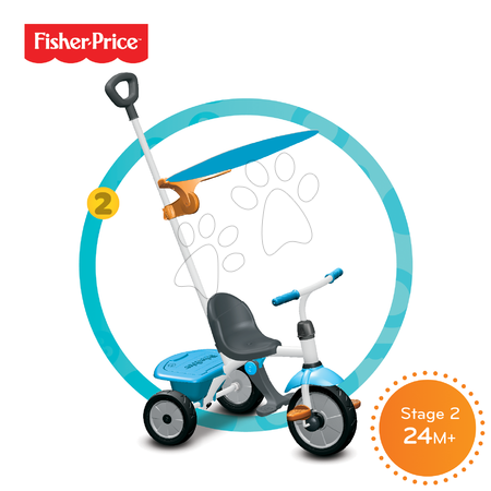 Tricikli za djecu od 10 mjeseci - SMART TRIKE 3450633 trojkolka Fisher-Price Jolly Plus s ohrádkou slnečníkom a textilom modro-oranžová od 10 mesiacov - 4