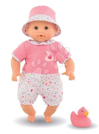 Punčke in dojenčki za deklice - Dojenček za kopanje Bebe Bath Calypso Corolle z rjavimi mežikajočimi očkami in labodom 30 cm od 18 mes_1