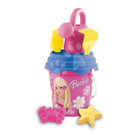Kantice za pijesak - MONDO 18443 Barbie set do piesku 7 ks - set obsahuje -  vedierko 17 cm, krhličku, sitko, lopatku, hrabličky a dve formičky - 1
