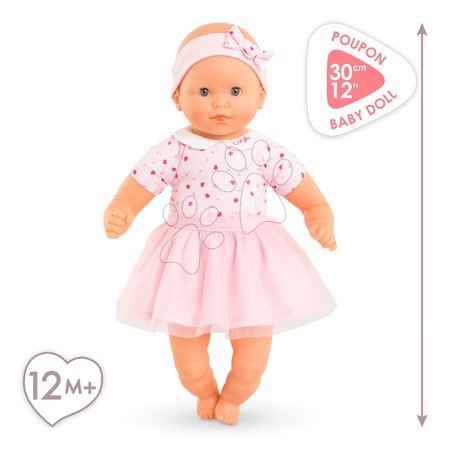 Panenky pro dívky - Bábika Mon Adorable Petit Poupon Hearts Corolle s modrými klipkajícími očima se sukničkou 30 cm od 12 měs_1