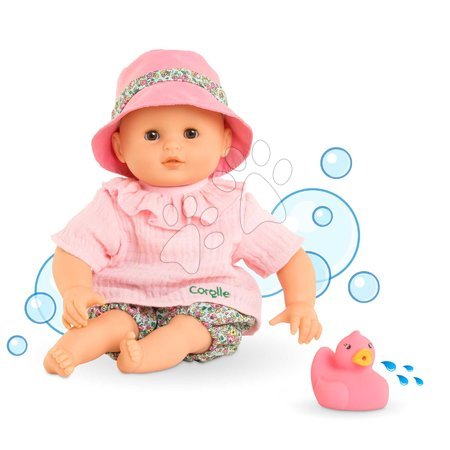 Кукли от 18 месеца - Кукла за къпане Baby Bath Coralie Mon Premiere Poupon Corolle с кафяви мигащи очи и с патица с дължина 30 см, за деца над 18 месеца_3