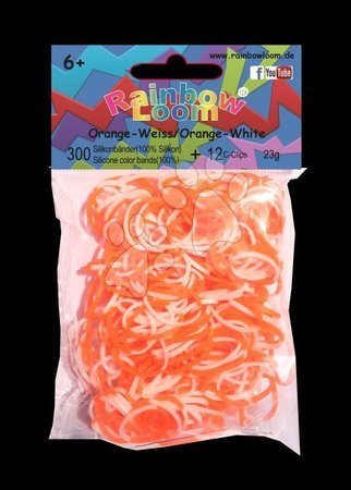 Gumice Loom Bands - Rainbow Loom originalne dvobojne gumice 300 komada narančasto-bijele od 6 godina