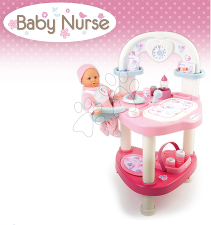 Domčeky pre bábiky sety - Set prebaľovací stôl pre bábiku Baby Nurse Srdiečko Smoby - 9